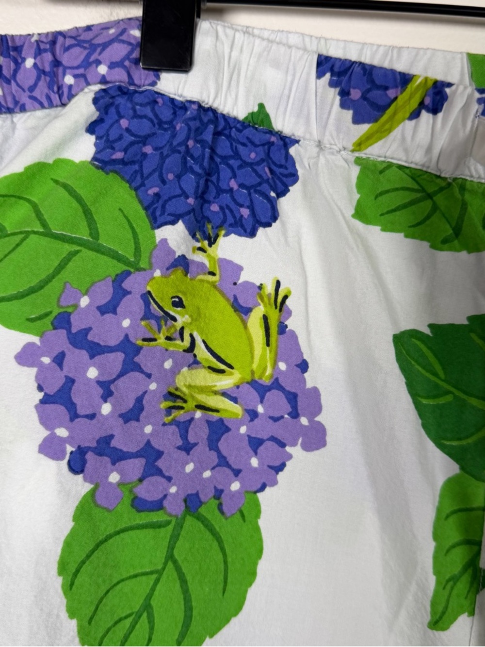 Print Fresh Pajama Pants Wide Leg Crop Hydrangea Hideout Size XL Cotton Frogs - Picture 5 of 7